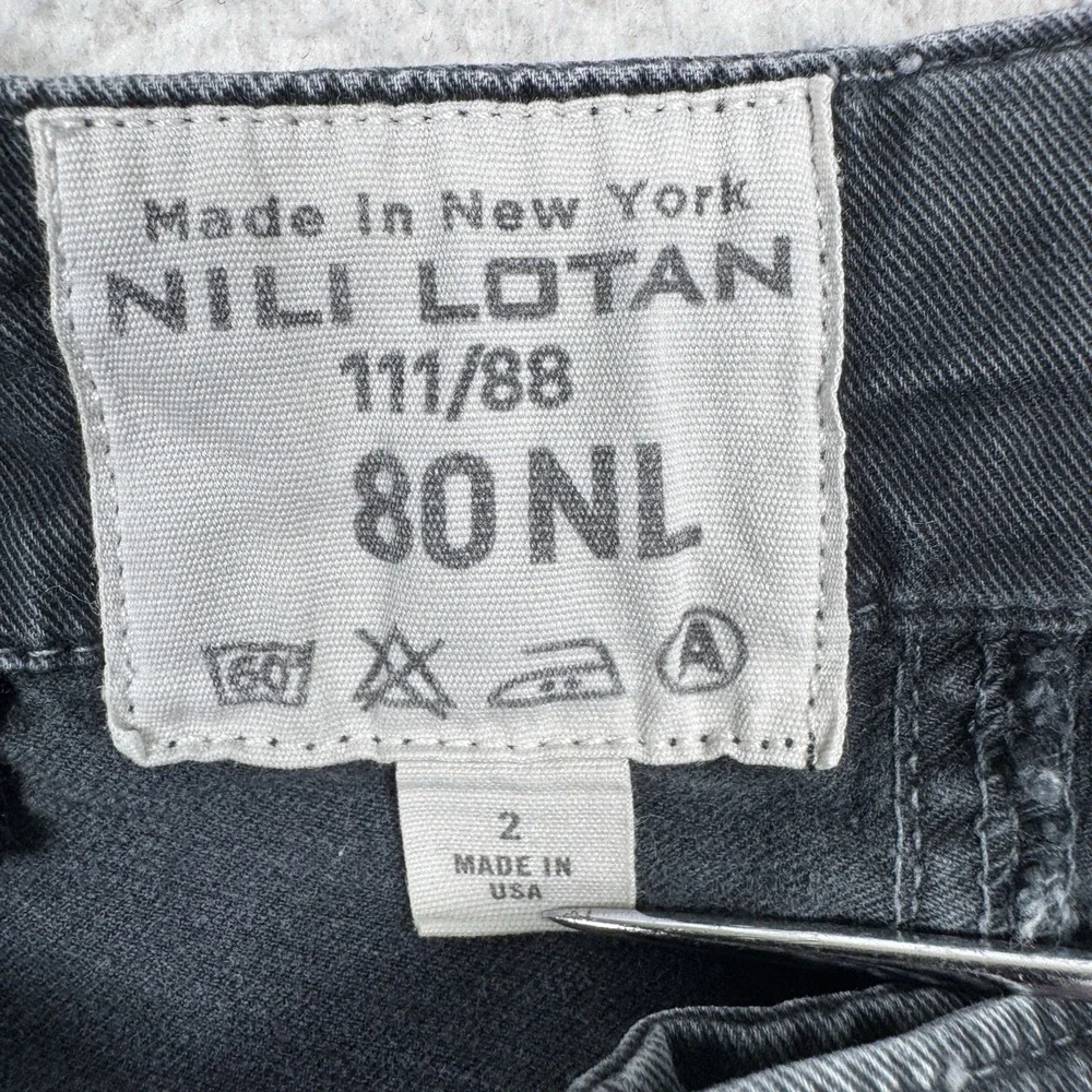 Nili Lotan Cropped Military Pant Size 2 Utility Jogger Black Faded Zip Ankle USA